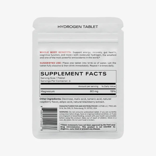 H2Tab Molecular Hydrogen 6 Tablets - Raspberry