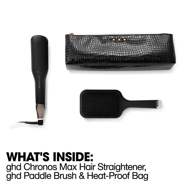 ghd Chronos Max Best Wide Plate Hair Straightener Christmas Gift Set in Black
