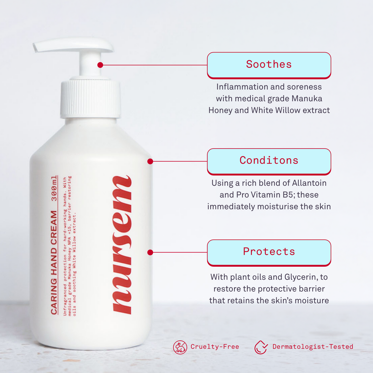 Nursem Caring Hand Cream Unfragranced 300ml - Short Dated