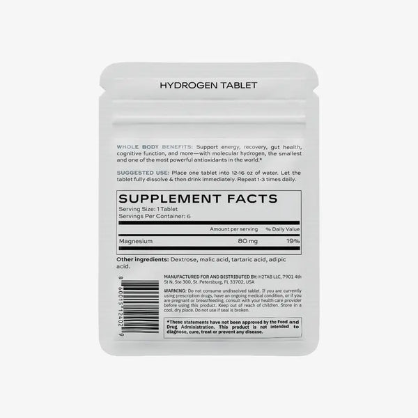H2Tab Molecular Hydrogen Travel Tablets - Unflavoured (6 Tablets)