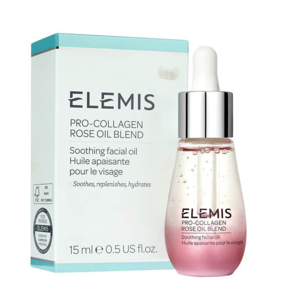 Elemis Pro-Collagen Rose Oil Blend with packaging on a white background