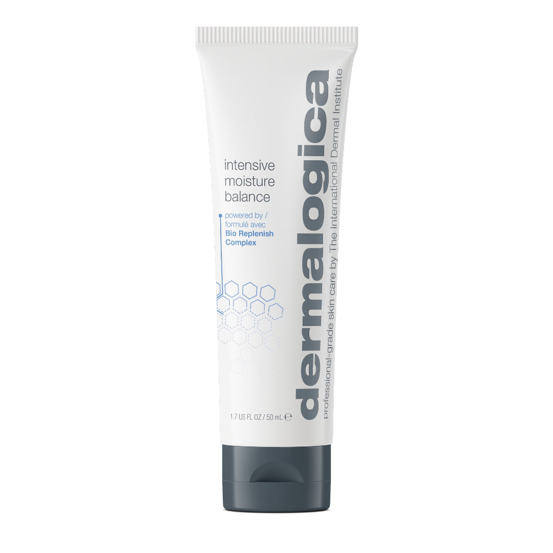 Dermalogica intensive moisture balance cream tube on a white background