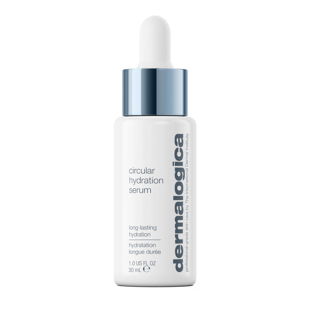Dermalogica circular hydration serum bottle on a white background