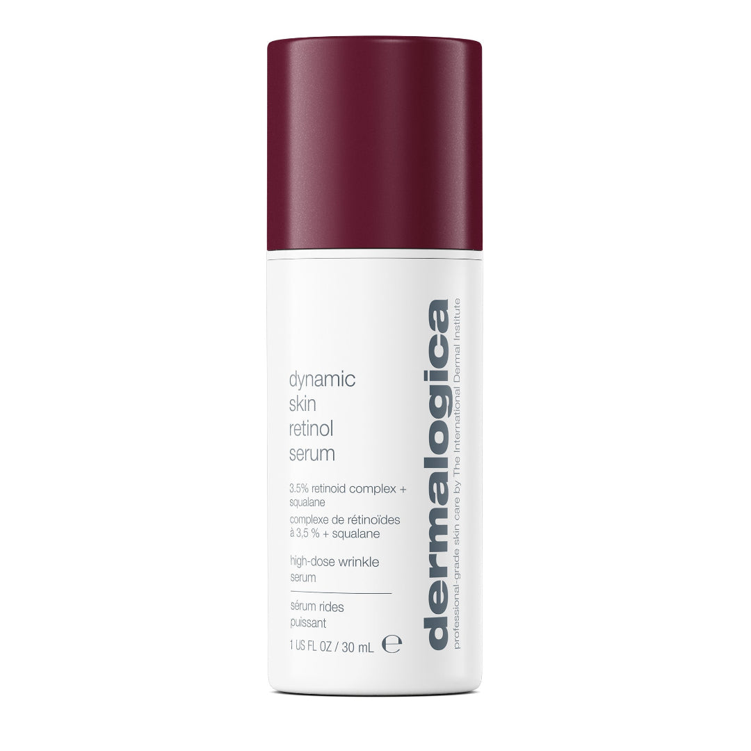 Dermalogica dynamic skin retinol serum bottle on a white background