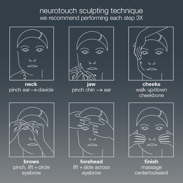 Step-by-step guide to neurotouch sculpting technique on a dark background
