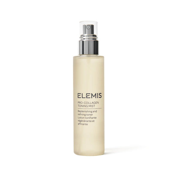 Elemis Pro-Collagen Toning Mist bottle on a white background
