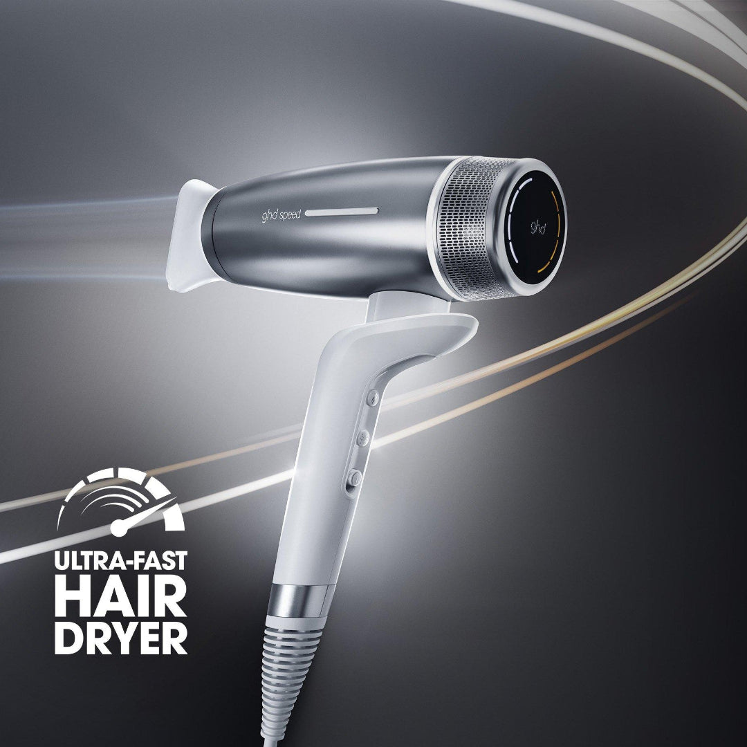 Hair dryer with a dark background and light effects