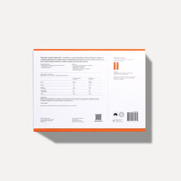 Back cover of a book with text and an orange border on a white background