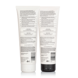 Two white squeeze tubes of Perks of Being Naked skincare products shown from the back, displaying detailed text labels, with one tube featuring a black cap and the other a white cap, set against a plain white background.