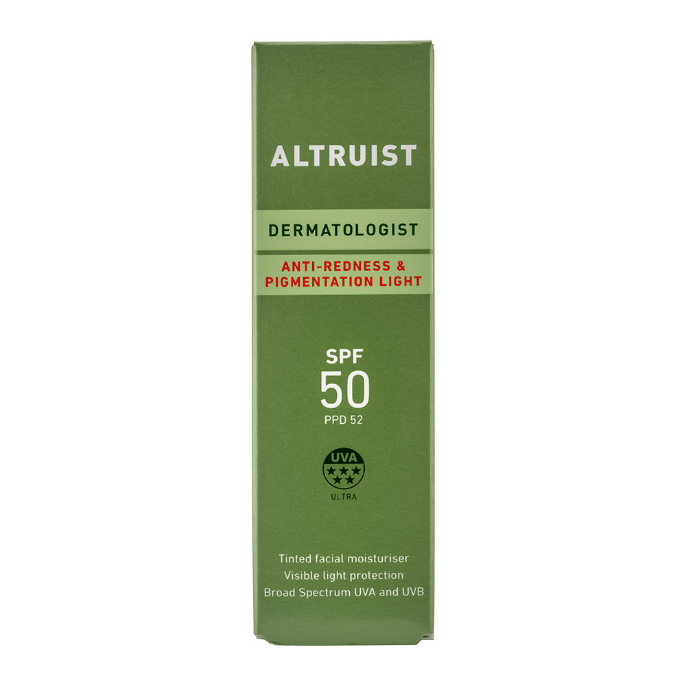 Green box of Altruist dermatologist product on a white background