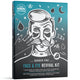 Barber Pro Face & Eye Revival Kit packaging with a stylized illustration of a man with a mustache and tattoos.