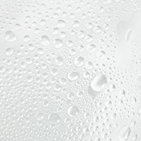 Close-up of water droplets on a white surface