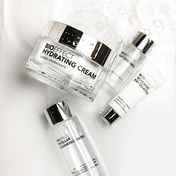 BIOEFFECT Hydrating Cream Value Set laied on a watery surface