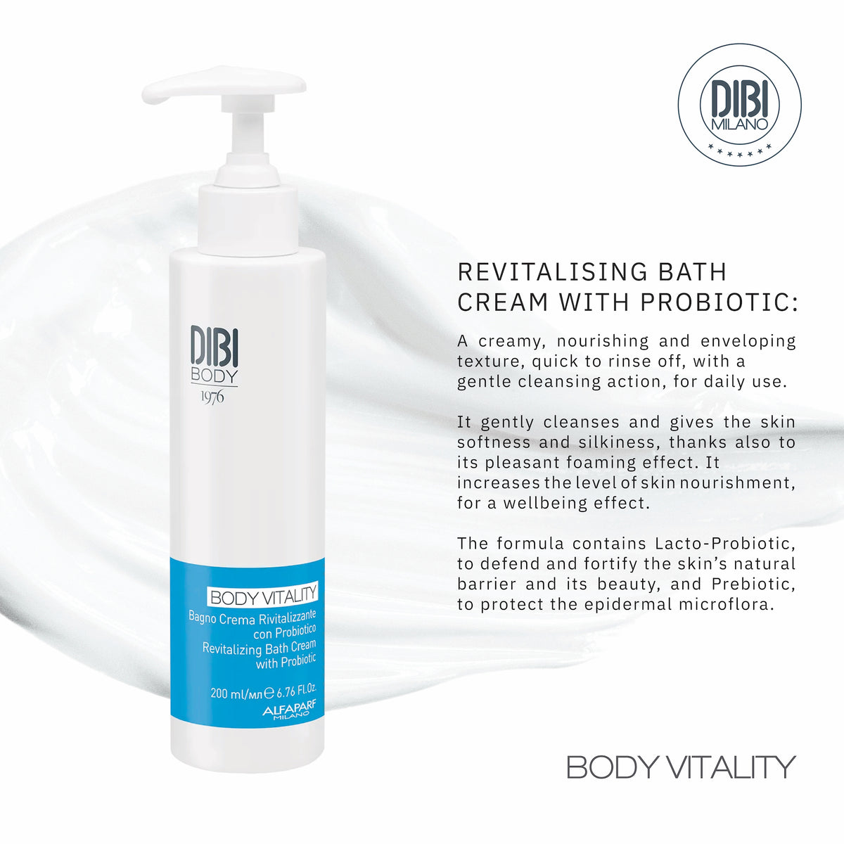 DIBI Milano Body Vitality Revitalising Bath Cream with Probiotic 200ml