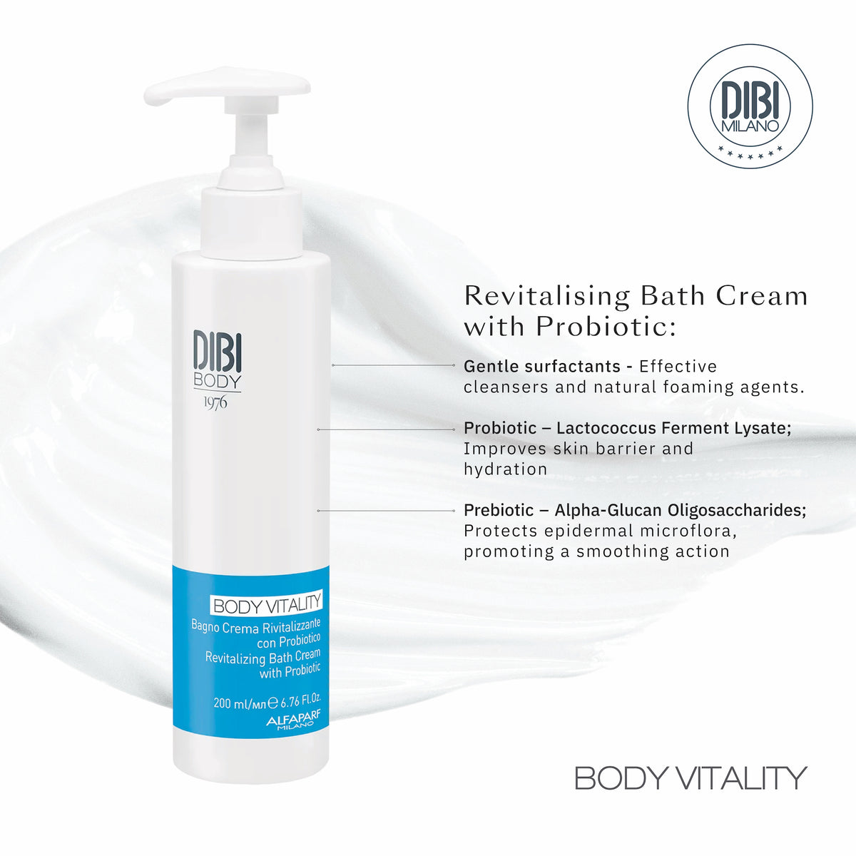 DIBI Milano Body Vitality Revitalising Bath Cream with Probiotic 200ml