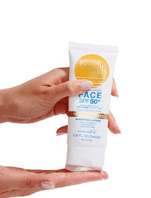 Bondi Sands Sun Lotion SPF50+ applied into the palm of a hand