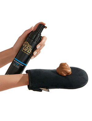 Bondi Sands Self Tan Foam Dark applied to a mitt