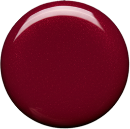A circular glossy color swatch of deep burgundy nail polish with fine shimmer, shown on a plain white background.