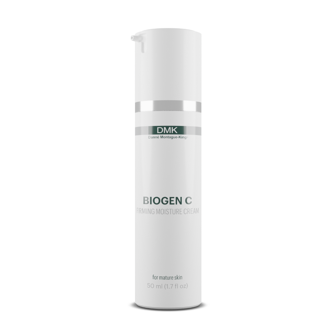 Skincare bottle labeled 'BIogen C' by DMK on a white background