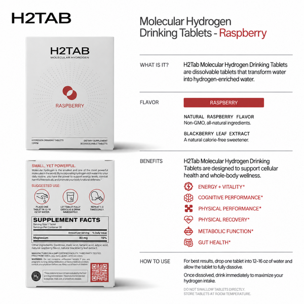 H2Tab Molecular Hydrogen 30 Tablets - Raspberry