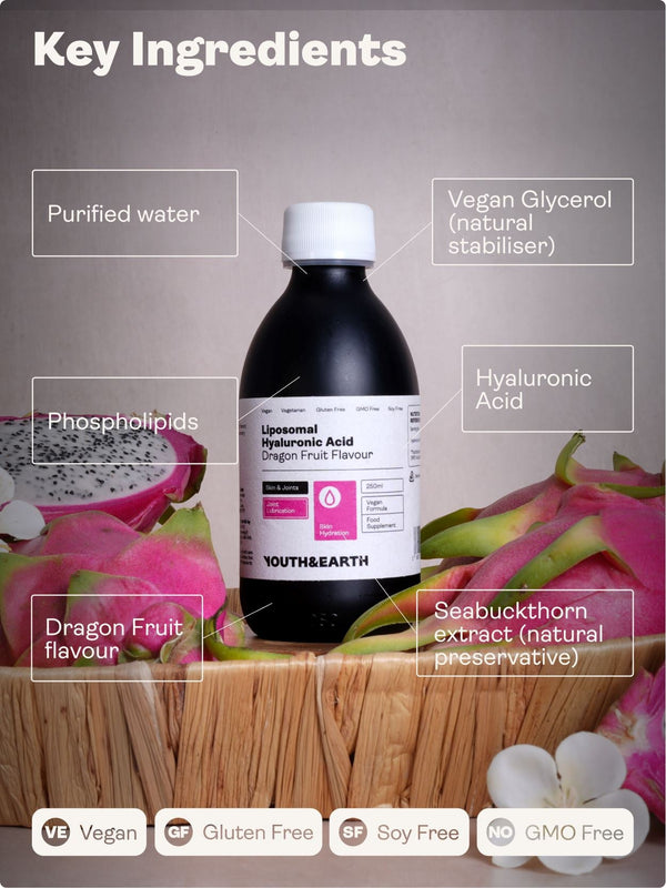 Youth & Earth Liposomal Hyaluronic Acid Dragon Fruit Flavour 250ml