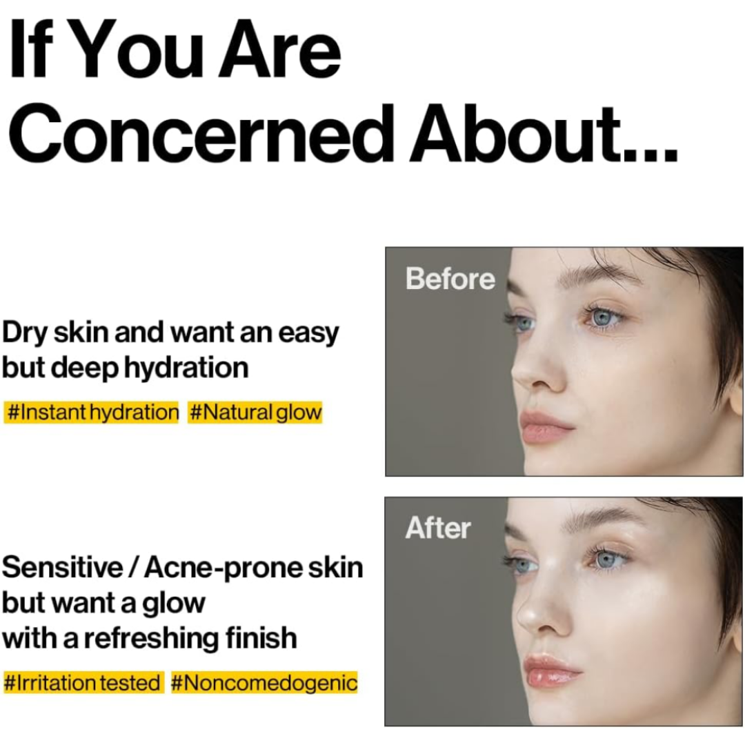 Advertisement for skincare product showing 'Before' and 'After' effects on skin.
