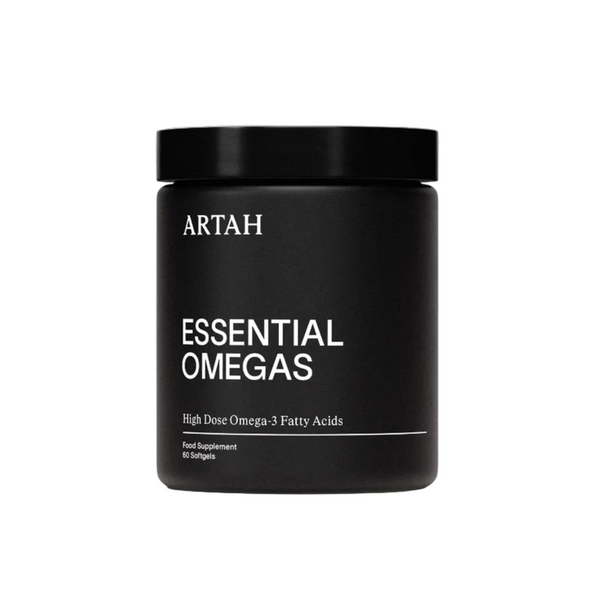Black container of ARTAH Essential Omegas on a white background