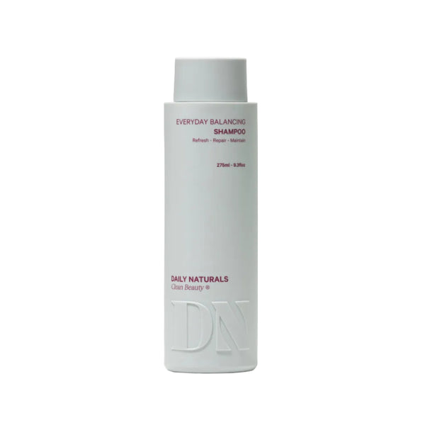 Shampoo bottle labeled 'Everyday Balancing Shampoo' by 'Daily Naturals' on a white background