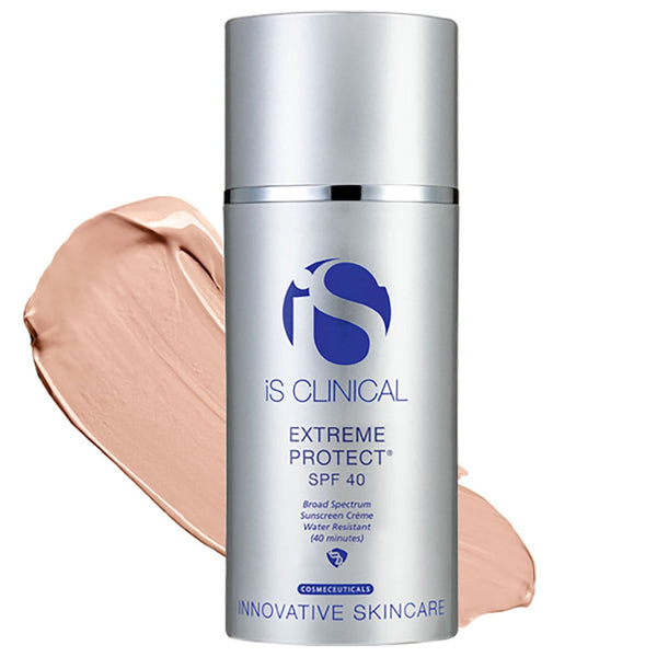 iS Clinical Extreme Protect SPF 40 and texture spread behind the bottle