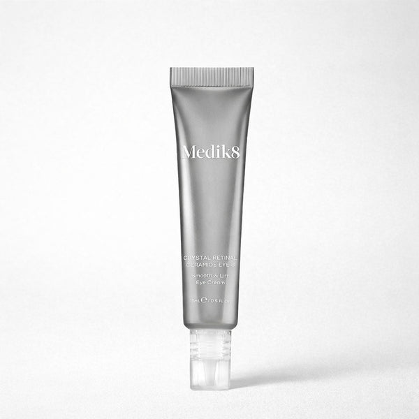 Medik8 eye cream tube on a white background