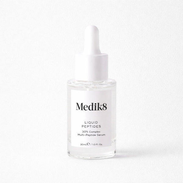 Medik8 liquid peptides bottle on a white background