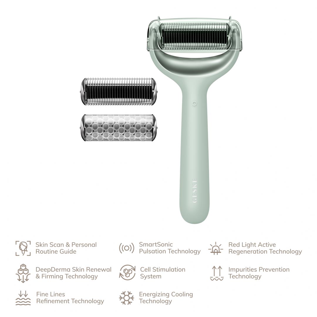 GESKE MicroNeedle Face & Body Roller | 8 in 1 Green