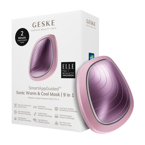 GESKE Sonic Warm & Cool Mask | 9 in 1| Pink device and box