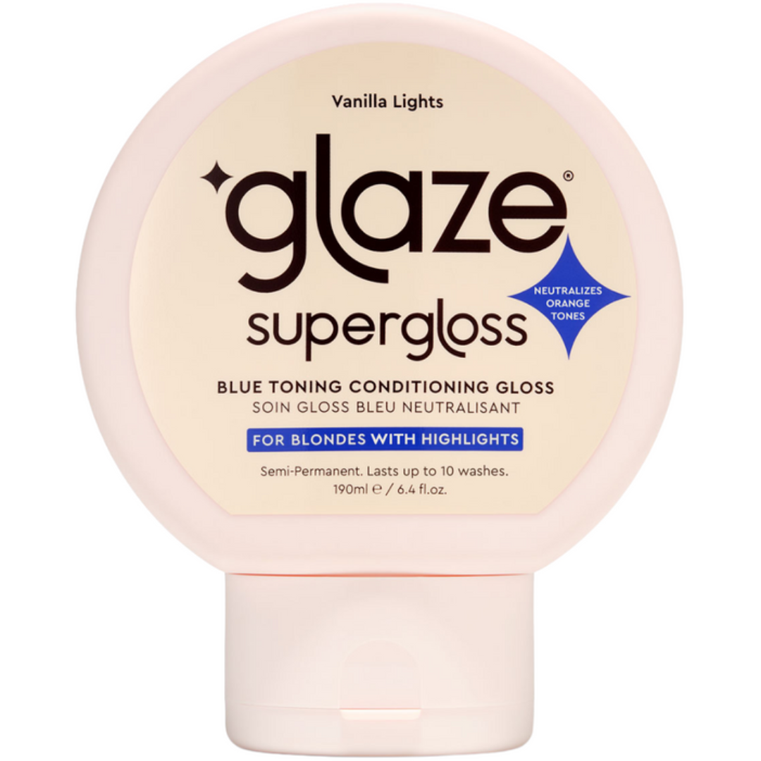 Glaze supergloss hair product packaging on a white background