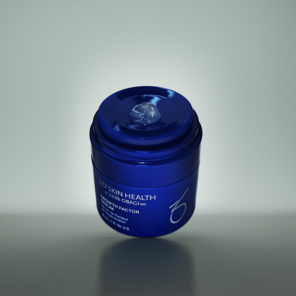 A dark blue cosmetic jar of Elixir Skin Health Vitamin C Serum with a clear gel visible on top, set against a light gray gradient background.