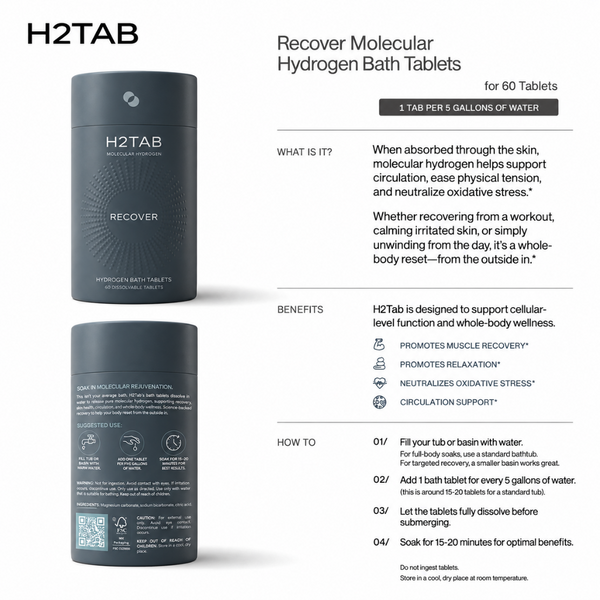 H2Tab Molecular Hydrogen Bath 60 Tablets - Recover