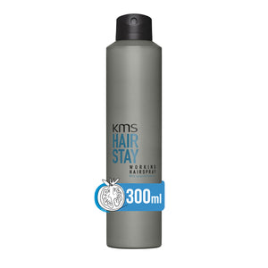 KMS Hair Stay hairspray bottle on a white background