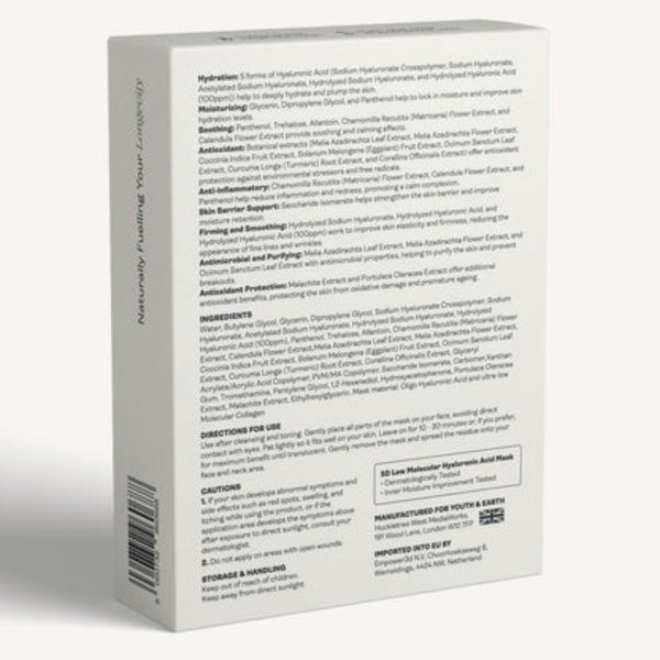 Back view of a product packaging with text on a white background