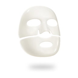 A glossy white silicone face mask shown floating against a solid white background, with a soft shadow underneath.