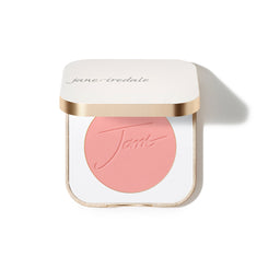 Pink blush in a white compact with 'jane iredale' branding on a white background