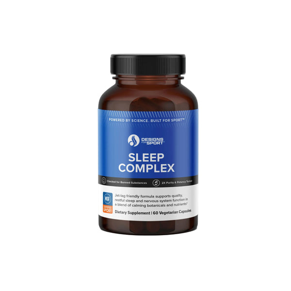 Supplement bottle labeled 'Sleep Complex' on a light gray background