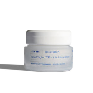 Korres Greek Yoghurt Smart Yoghurt Probiotic Intense Cream jar on a white background