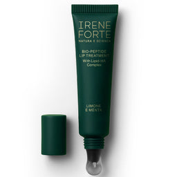Green lip treatment tube with cap on a white background, featuring the brand 'Irene Forte'.