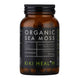 Bottle of Organic Sea Moss capsules by Kiki Health on a white background