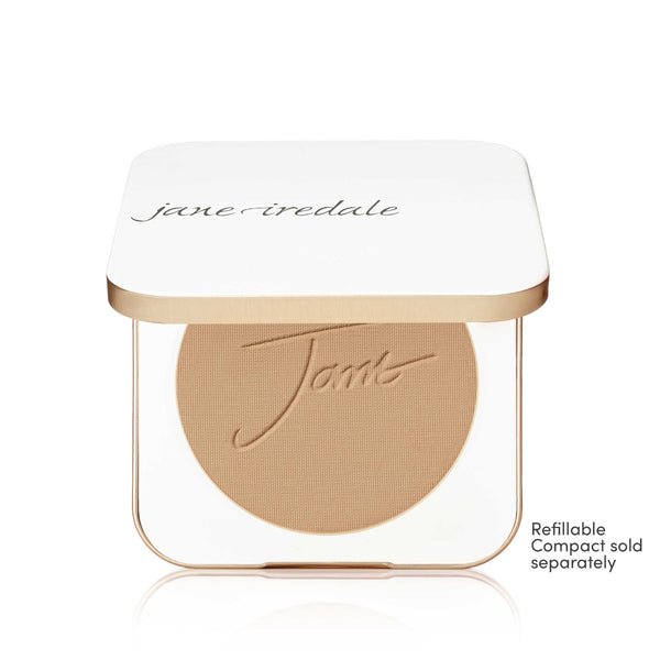 Jane Iredale compact powder with open lid on a white background