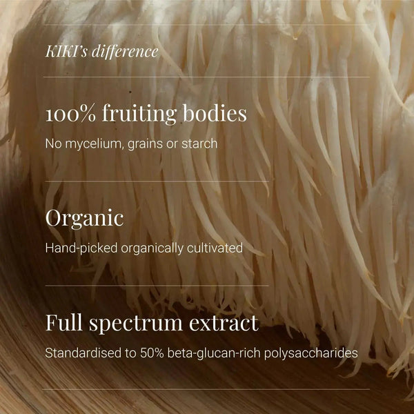 KIKI Health Organic Lion's Mane Mushroom Extract 60 Vegicaps