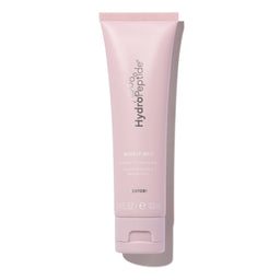 Pink tube of HydroPeptide skincare product on a white background