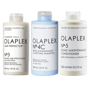 Olaplex No.3 Hair Perfector, No.4C Shampoo & No.5 Conditioner Trio 250ml