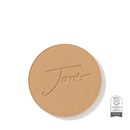 Round beige compact with 'Jane' branding on a white background