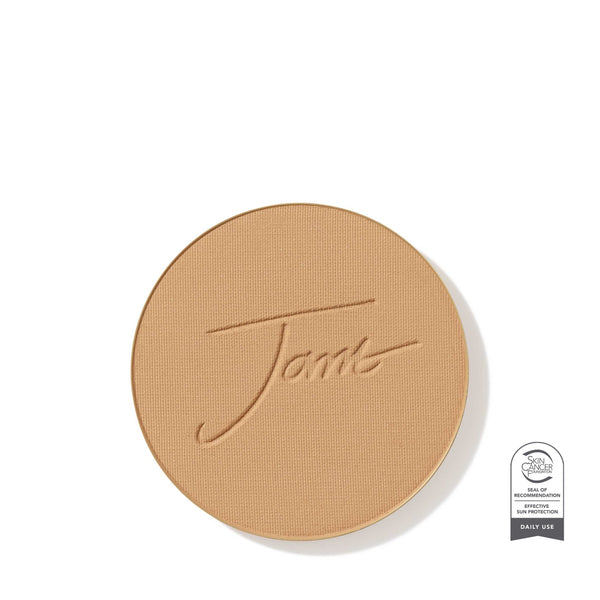 Round beige compact with 'Jane' branding on a white background